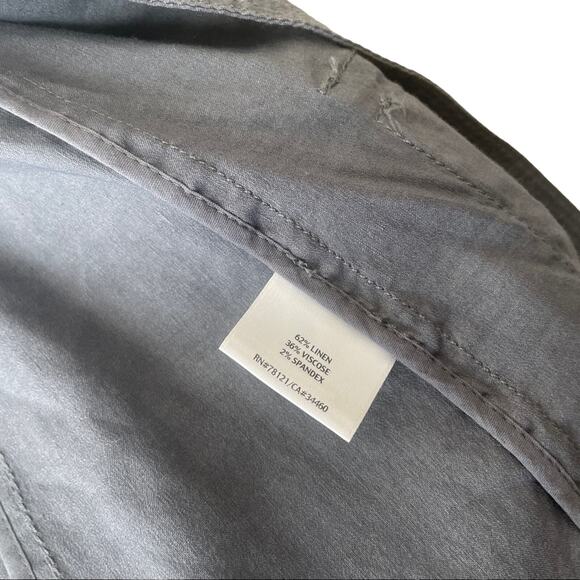 Eileen Fisher Green Edges Stitched Linen Blend Open Front L/S Cardigan - Size S - Picture 7 of 8